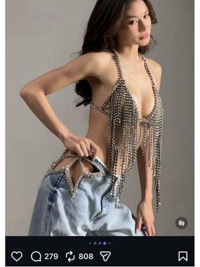 Stella McCartney H&M Crystal Embellished Bra Top Size M